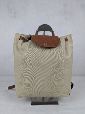 Longchamp Le Pliage Nylon Backpack Beige - Used - Authentic - Fast Shipping